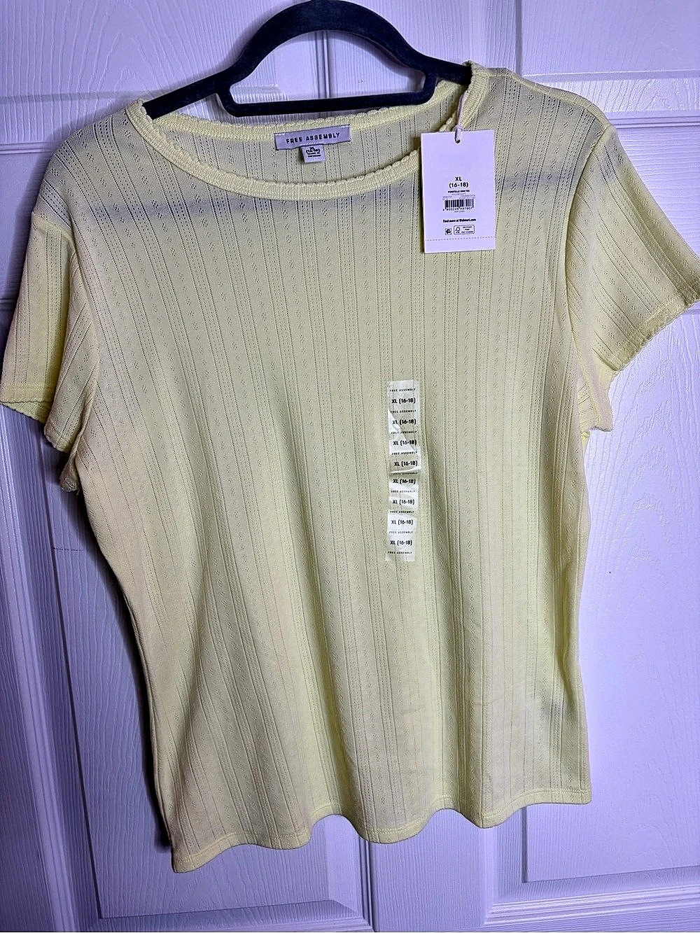 Free Assembly Pointelle Mini Tee Short Sleeve Yellow XL